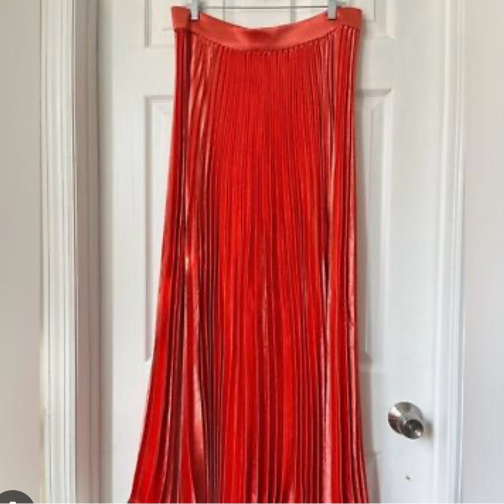 Elegant Red Pleated Skirt